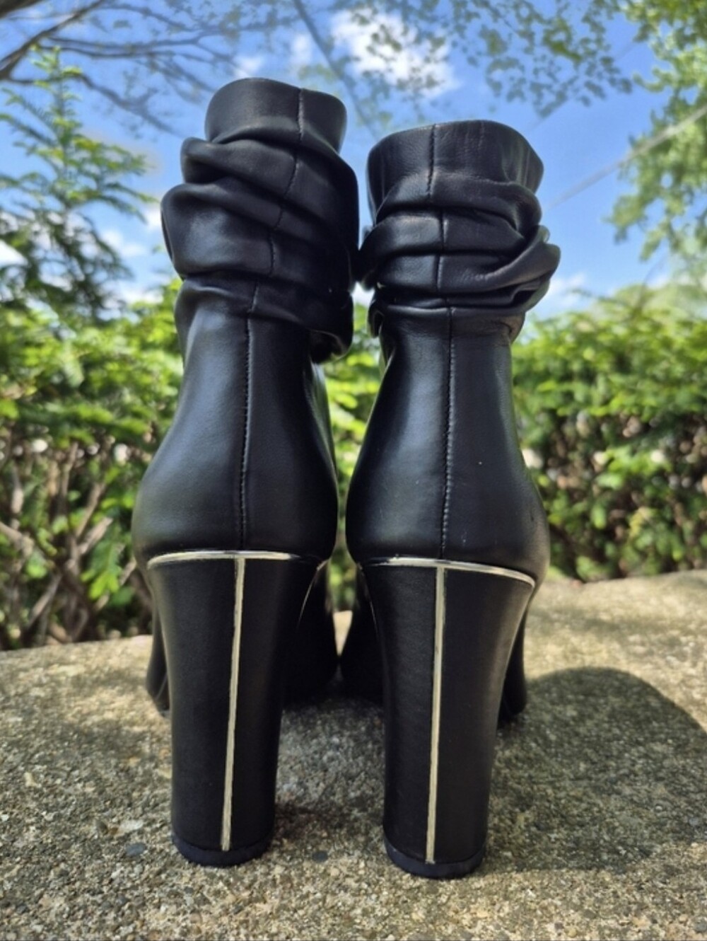 DKNY Black Genuine Leather Slouch Ankle Boots
